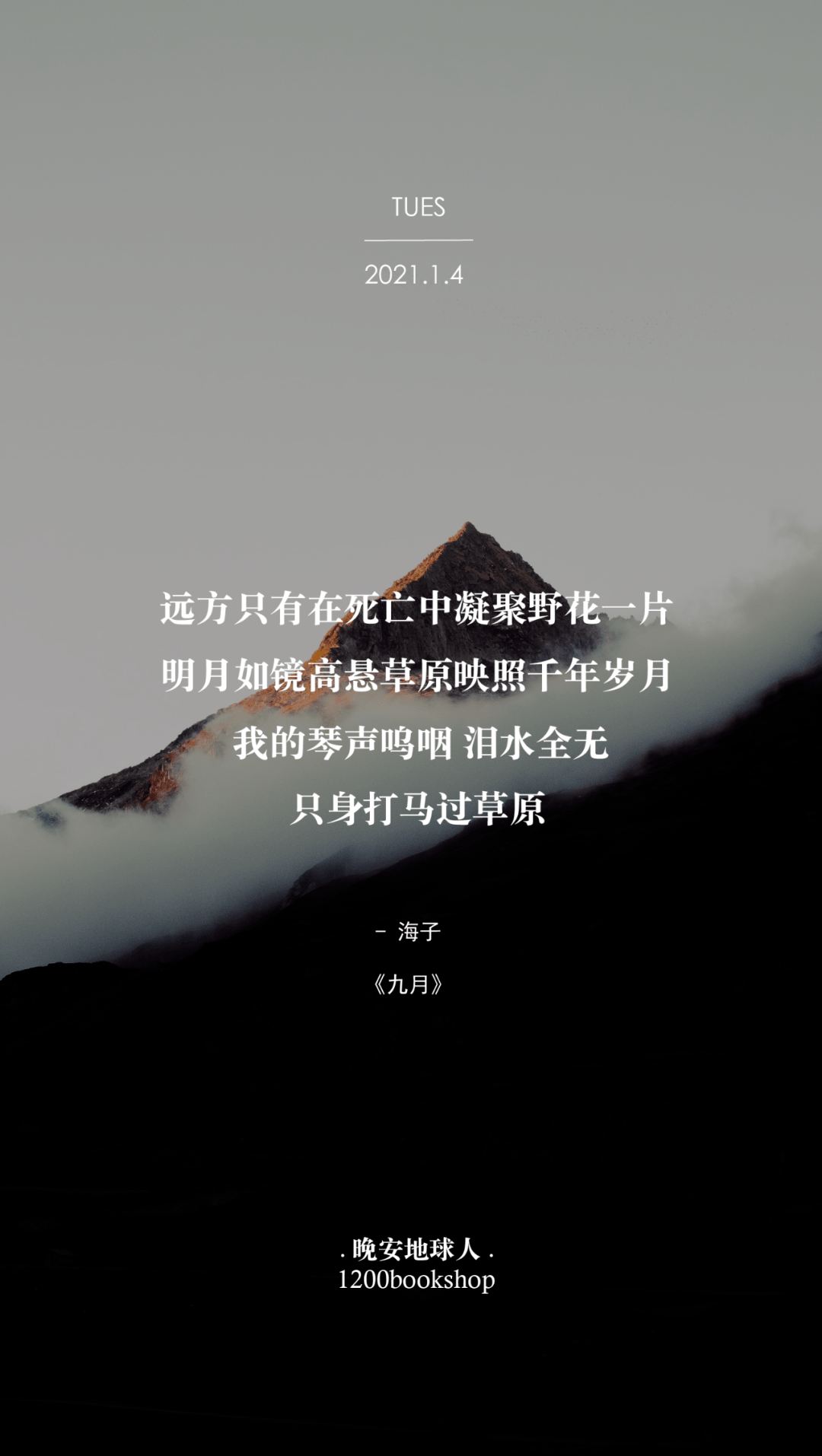 泪水全无只身打马过草原——海子《九月》