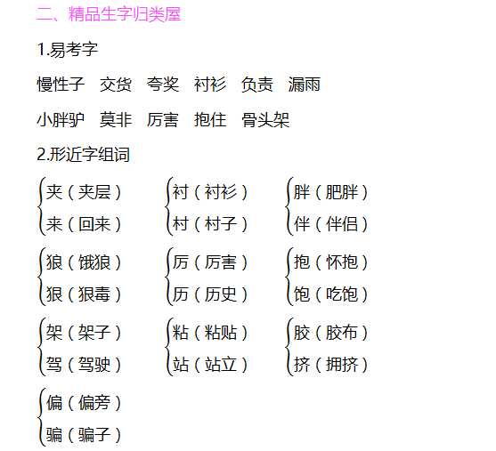 三年級語文下冊各單元重點知識彙總字詞句子課文內容