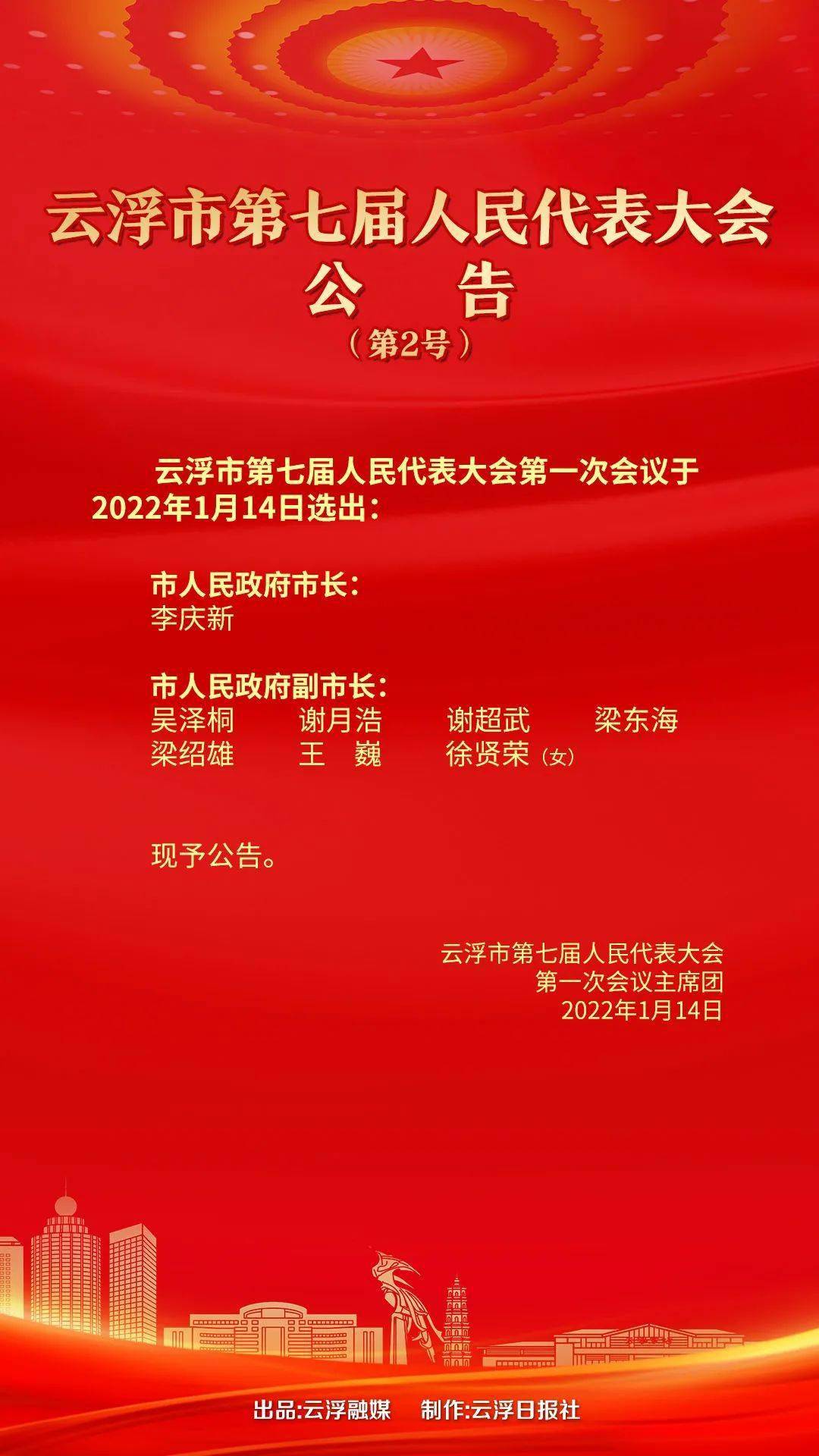 新一届云浮市人大政府领导班子产生