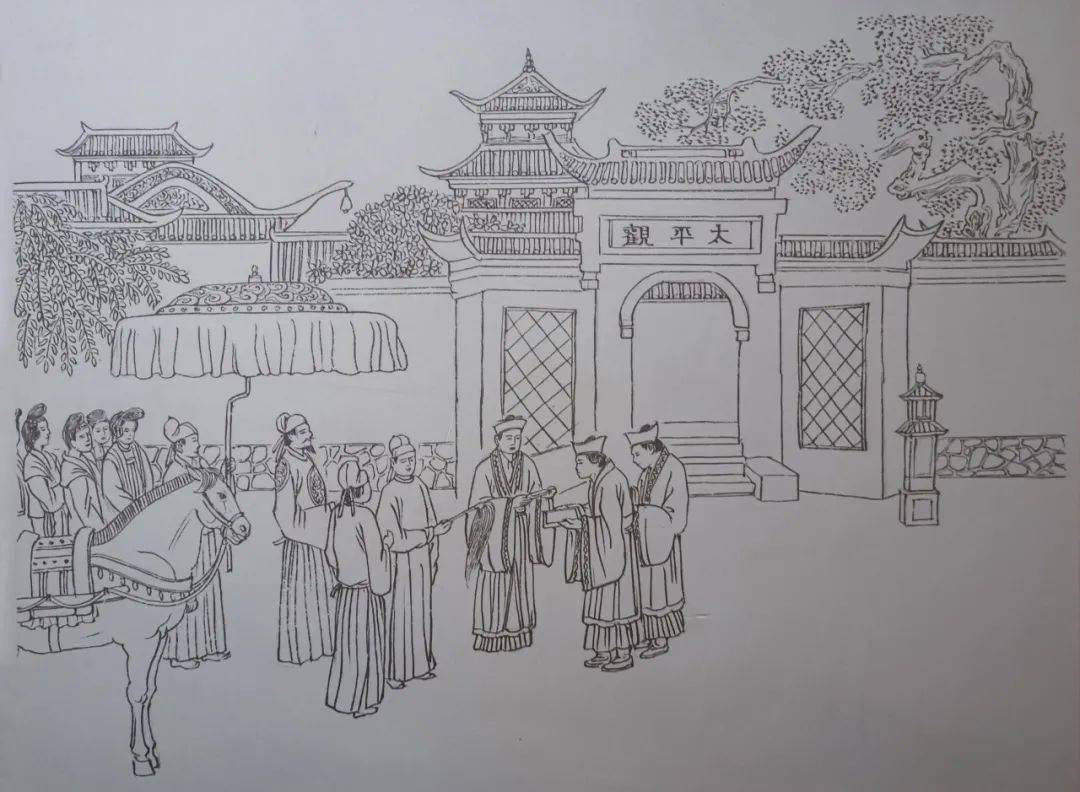 《太平公主入太平观》情景画▲武则天撰《升仙太子碑》拓片武则天