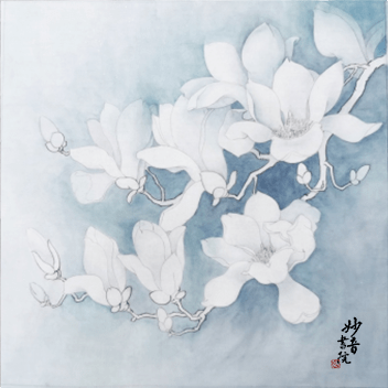 【国画教程】轻松掌握工笔国画技法—玉兰工笔步骤画法_花青_焦茶微