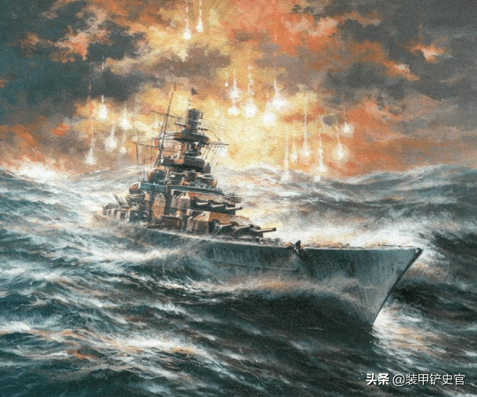 彩绘作品:1943年12月的北角海战中,德国海军的传奇战舰"沙恩霍斯特"