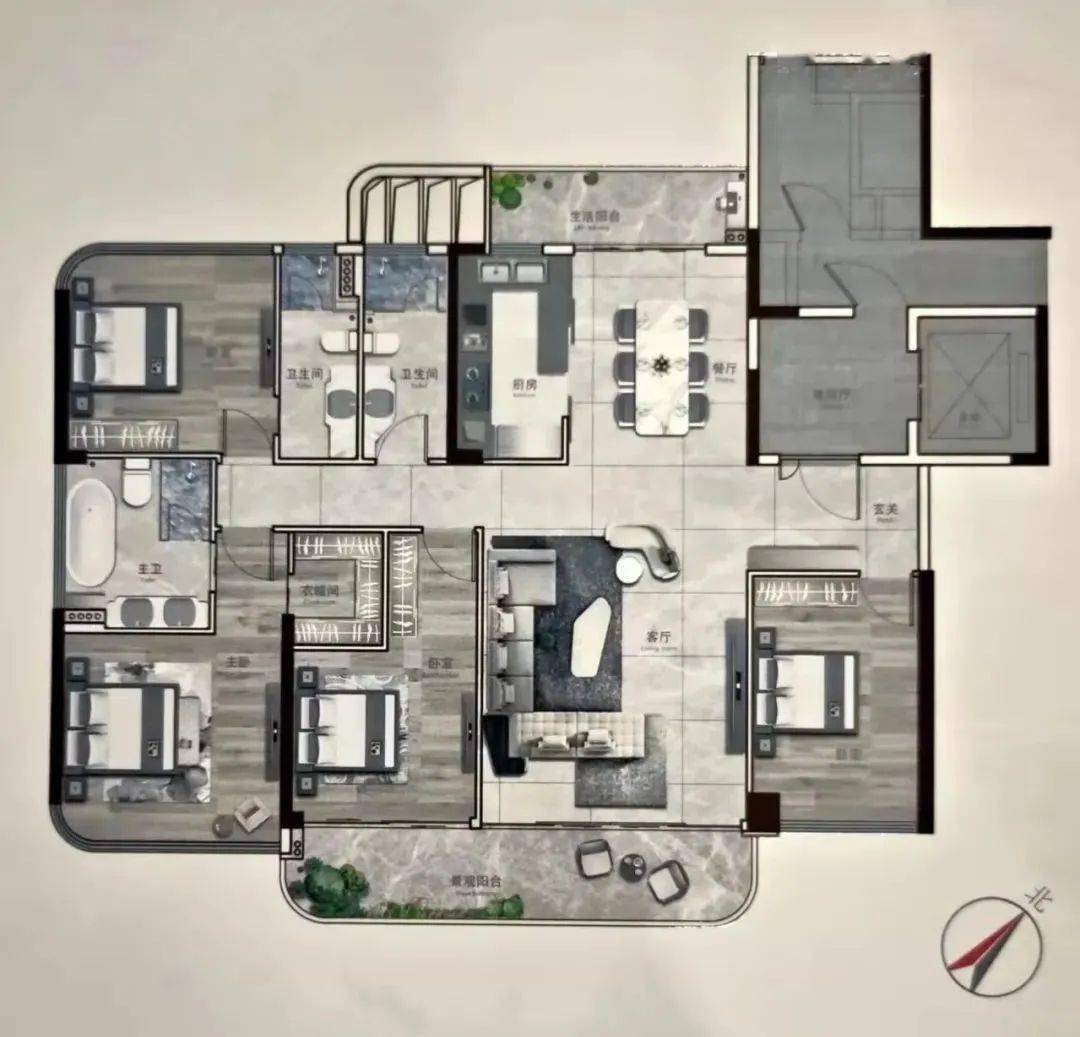 項目產品有建面約185-350㎡住宅大平層,建面約320-400㎡大平層公寓