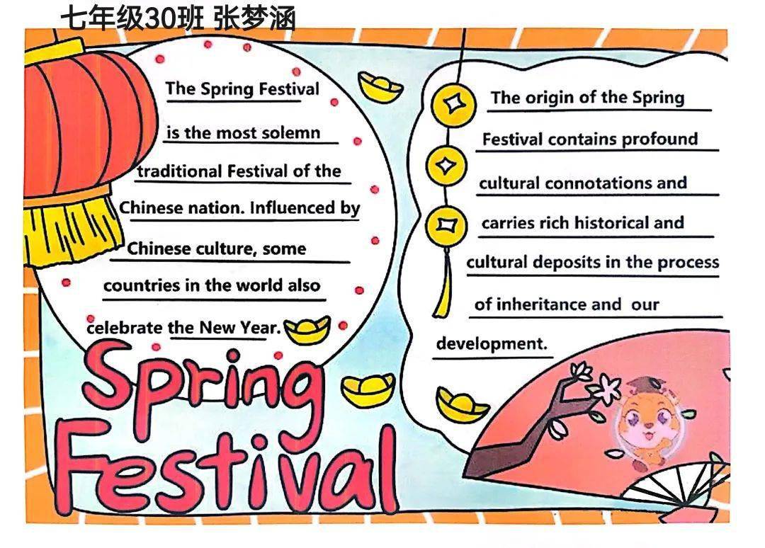 春节的英文海报 手绘图片