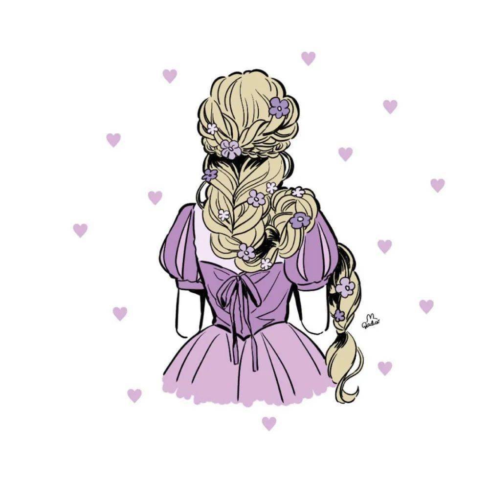 简笔系列迪士尼公主微信头像公主背影