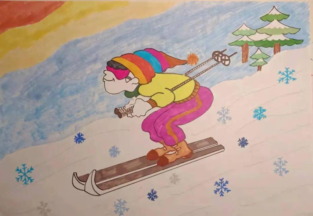 冬奥会冰雪运动绘画图片