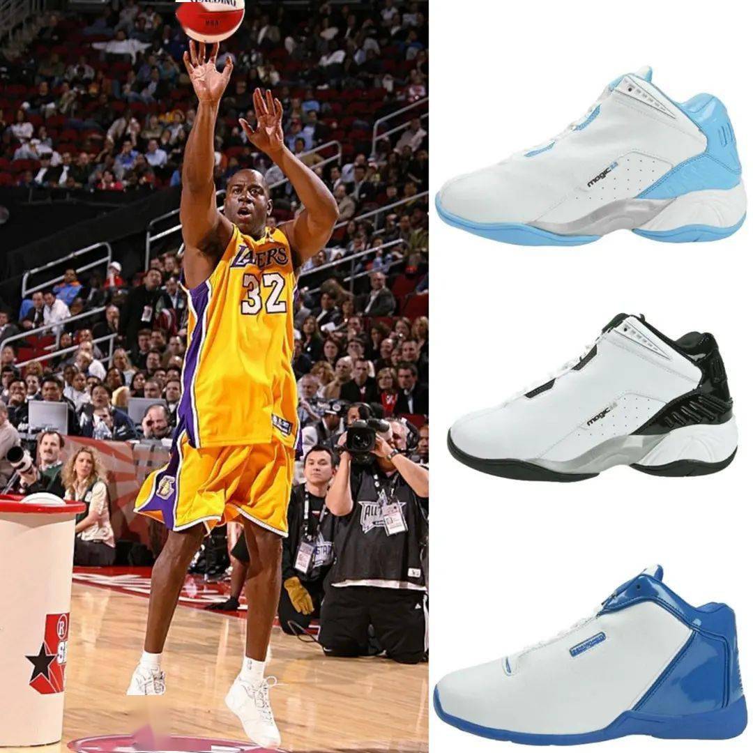 1996年魔术师曾在湖人队短暂复出,复出时他穿上了个人品牌球鞋"mvp" .