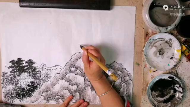 小秦画画网课:跟着龚贤学画画169,山水之册十六_龚贤_小秦_山水