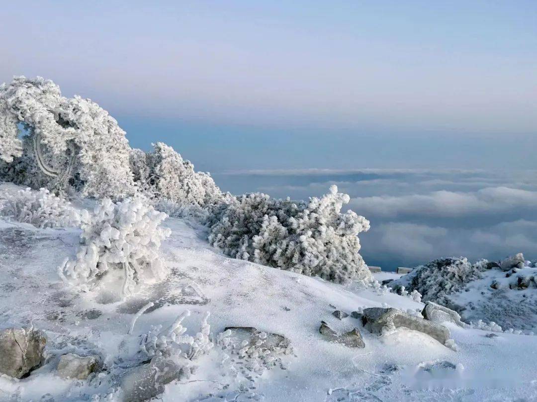 临海括苍山雪景图片