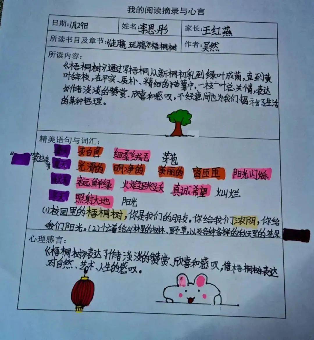 讀書打卡滴第三季天天讀書活動優秀讀書筆記展示來啦五