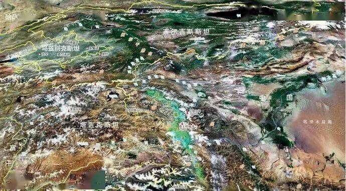 帕米尔卫星图帕米尔高原实际上不是一个平坦的高原面,而是由几组山脉
