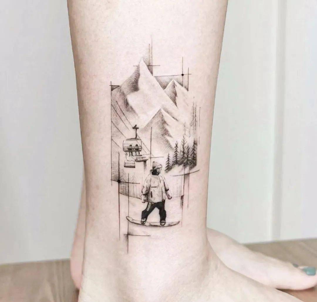 冰雪上的风驰电掣,单板滑雪纹身._运动_感觉_场地