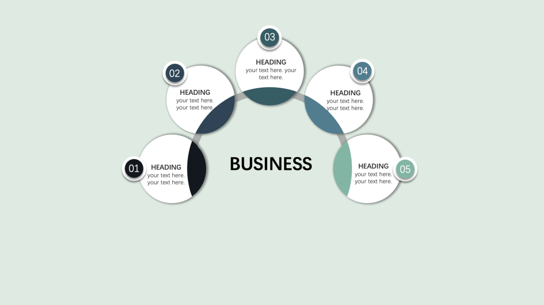 用流程图制作出清新素雅配色ppt创意页._形状_圆形_环形