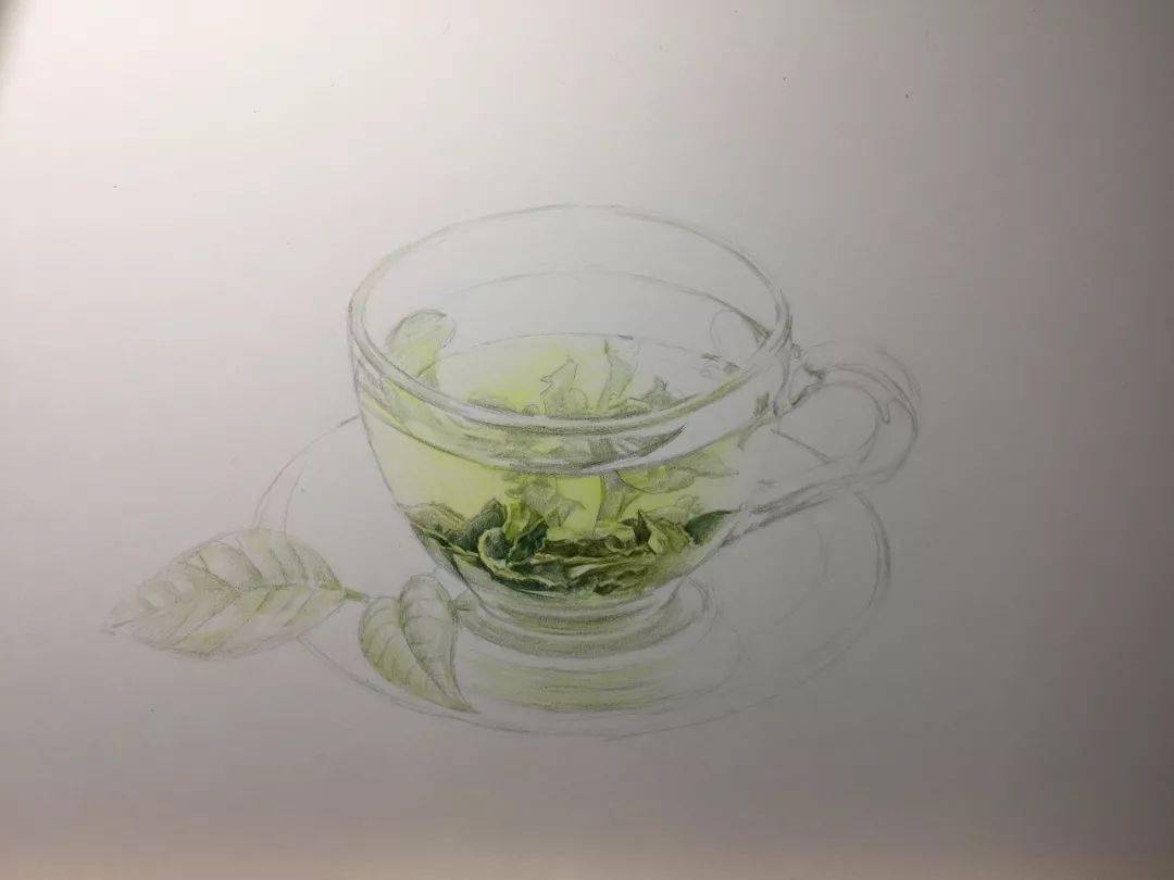 用彩铅画了一杯清茶