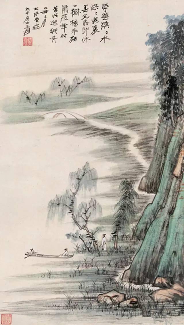 元日展会友 行近壮人作1.5尺幅立 水墨山水渓山清趣 縦193cm 幅54cm 张大千最美的60幅青绿山水！目瞪口呆_王维_艺术_峨眉
