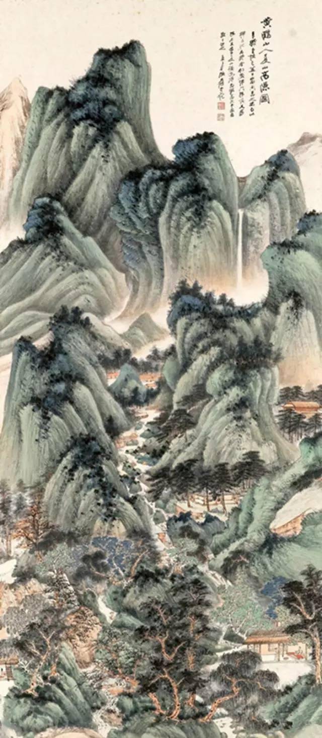 元日展会友 行近壮人作1.5尺幅立 水墨山水渓山清趣 縦193cm 幅54cm 张大千最美的60幅青绿山水！目瞪口呆_王维_艺术_峨眉