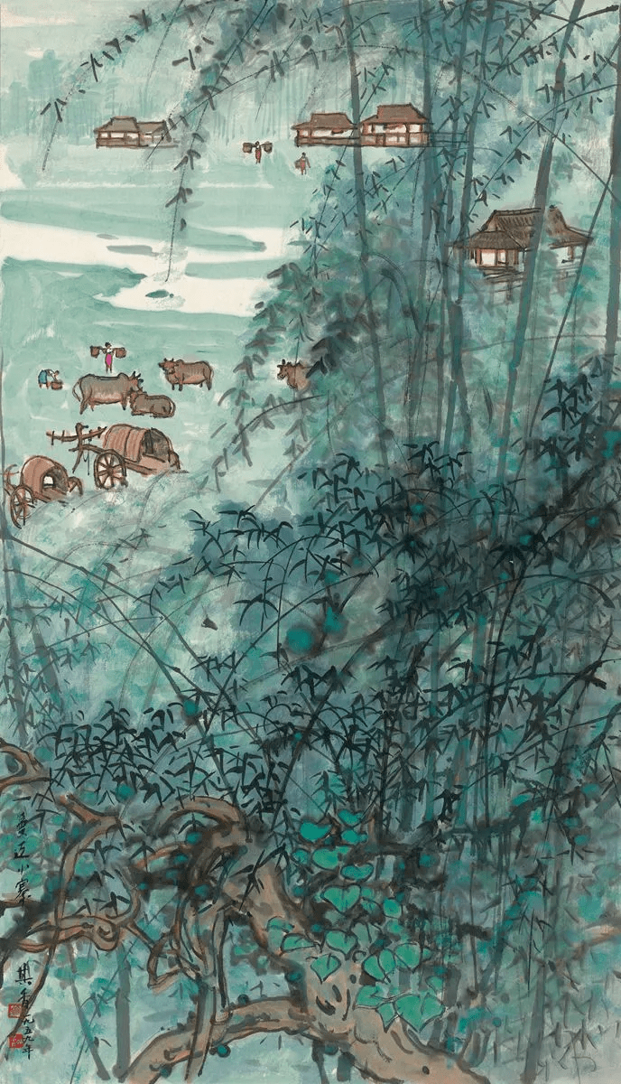 宗其香先生用国画描绘傣族风光