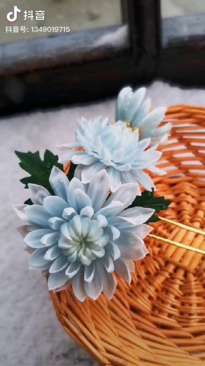 非遗过年dou来播通草花汉服配饰簪娘扬州终于下雪了这个发簪和雪好配