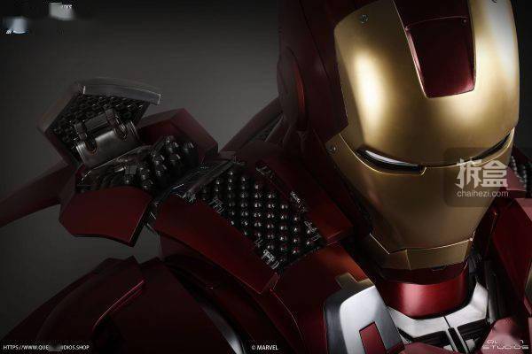 系列|QUEEN STUDIOS 漫威系列 钢铁侠 MARK7 1/1比例收藏胸像