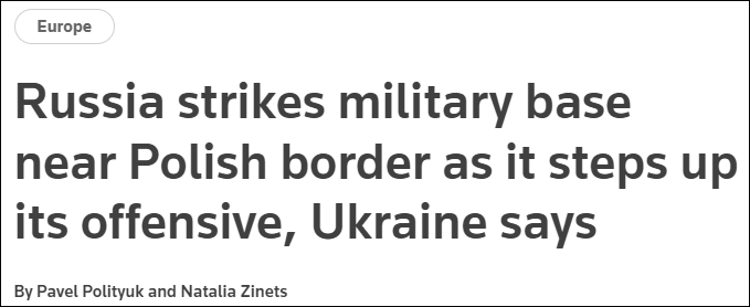 乌军方称：乌波边境军事基地遭袭已致35死134伤，有外国教官在此工作
