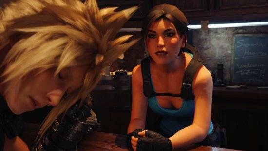 效果|《FF7重制》蒂法MOD 隔壁《古墓丽影》劳拉走错片场