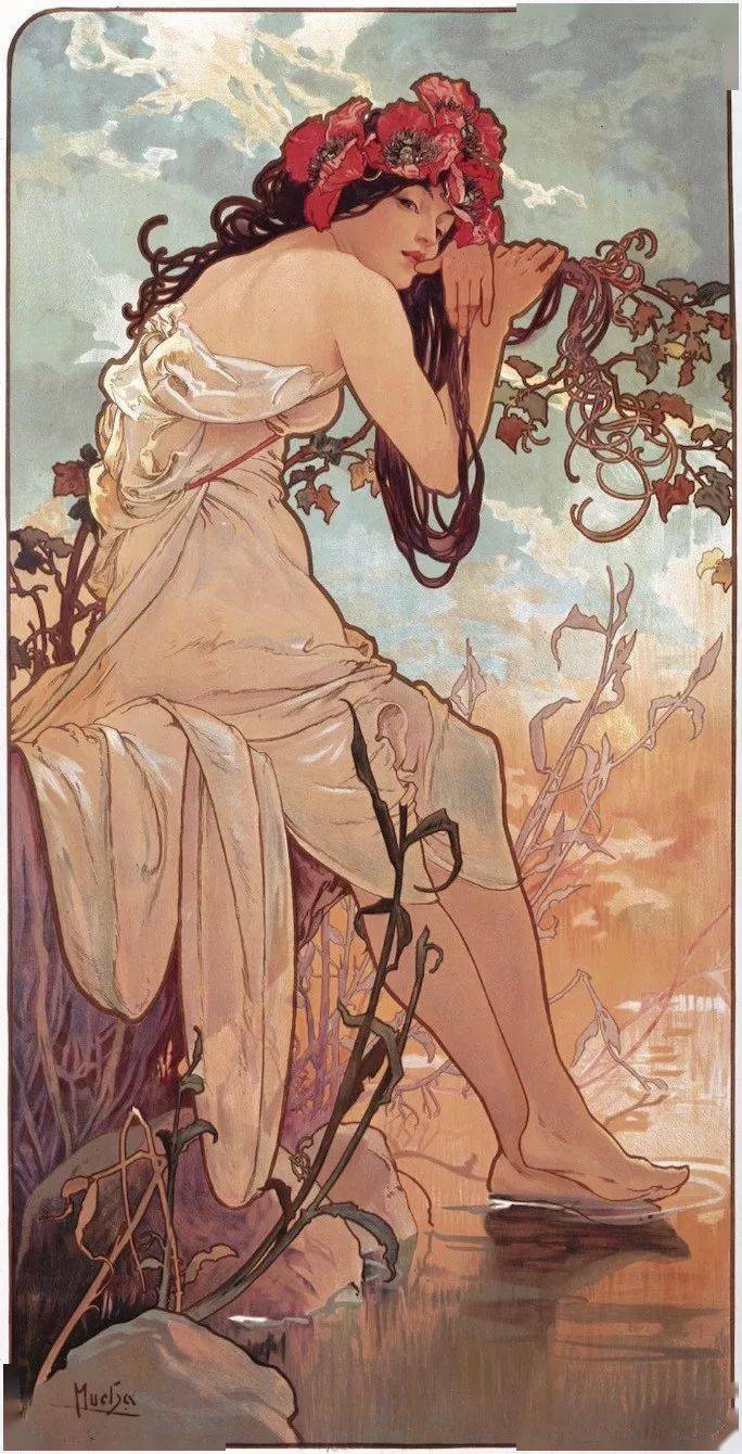 一百多年来,他笔下的少女惊艳全世界_穆夏_莎拉·伯恩哈特_海报