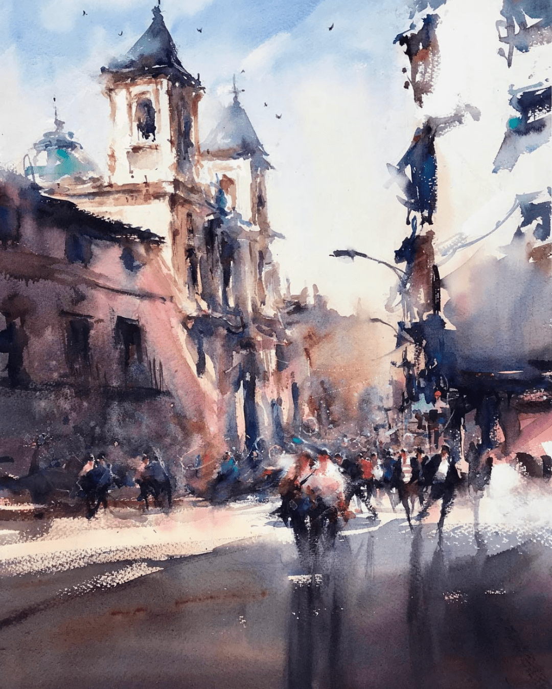 西班牙水彩画家miguelangellacal作品欣赏街景系列一