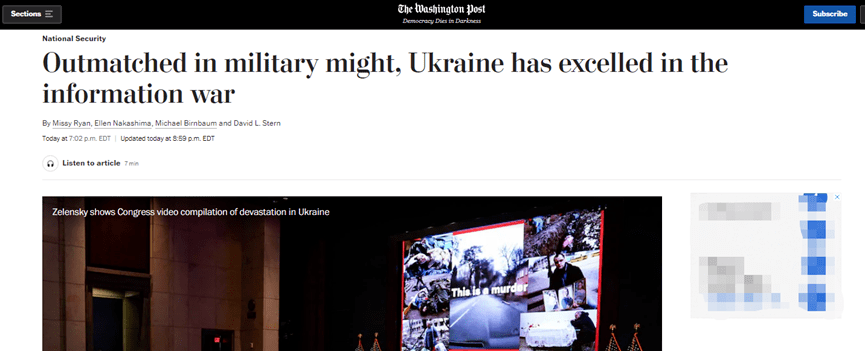 美媒说漏嘴了：乌克兰仗打得不行，但“信息战”打得还不错