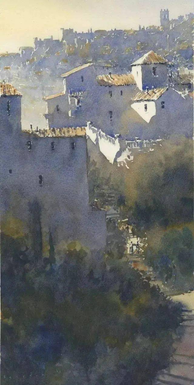 如此恢弘大气的水彩风景绘画这个取景角度也太神了吧