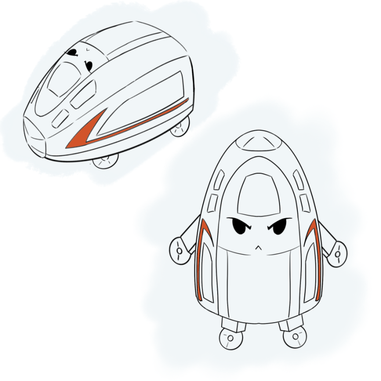 物形象设计确定以"创新为复兴"的基本思路,将复兴号动车组车头拟人化