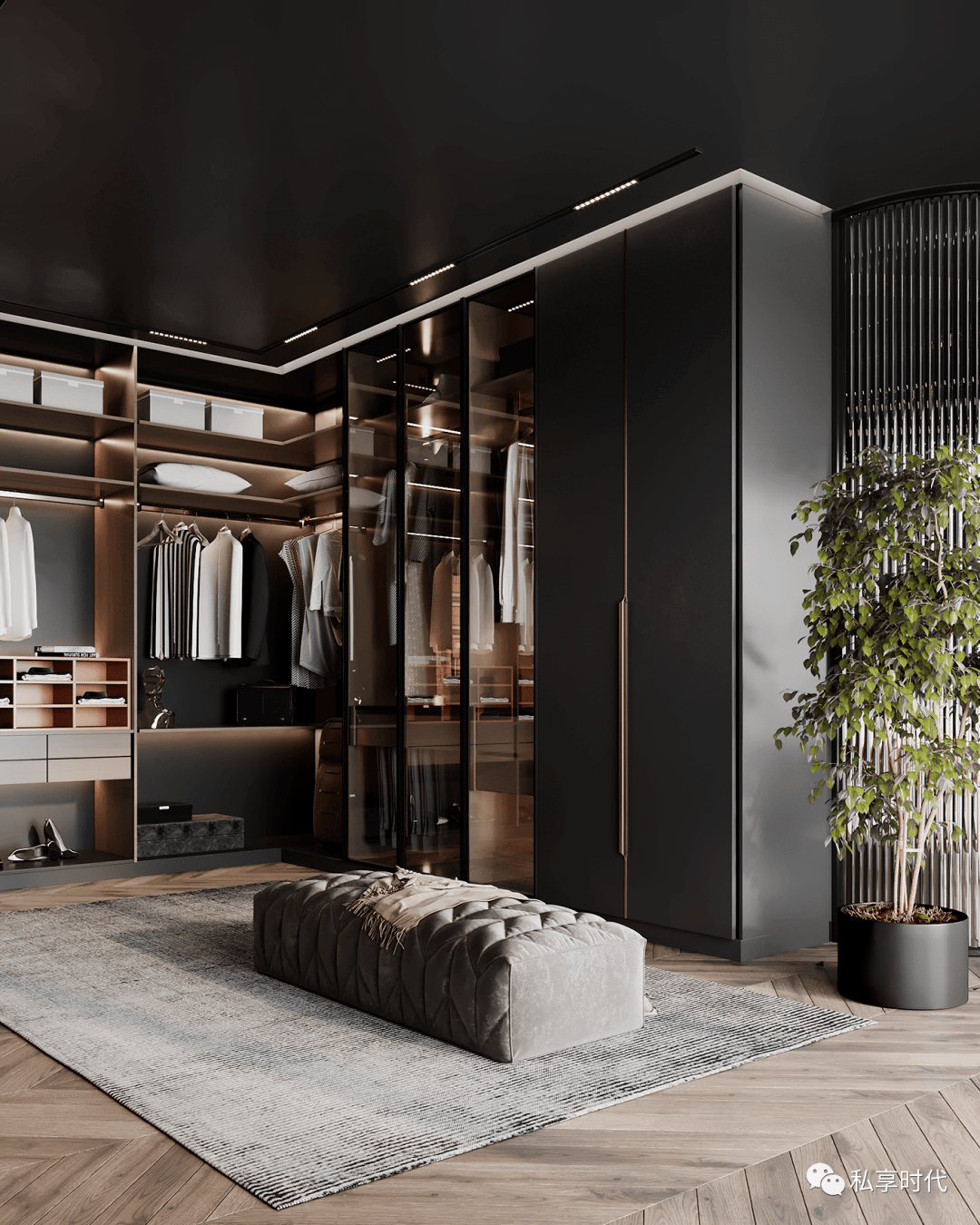 听说别墅豪宅里都有一个这样奢华的衣帽间