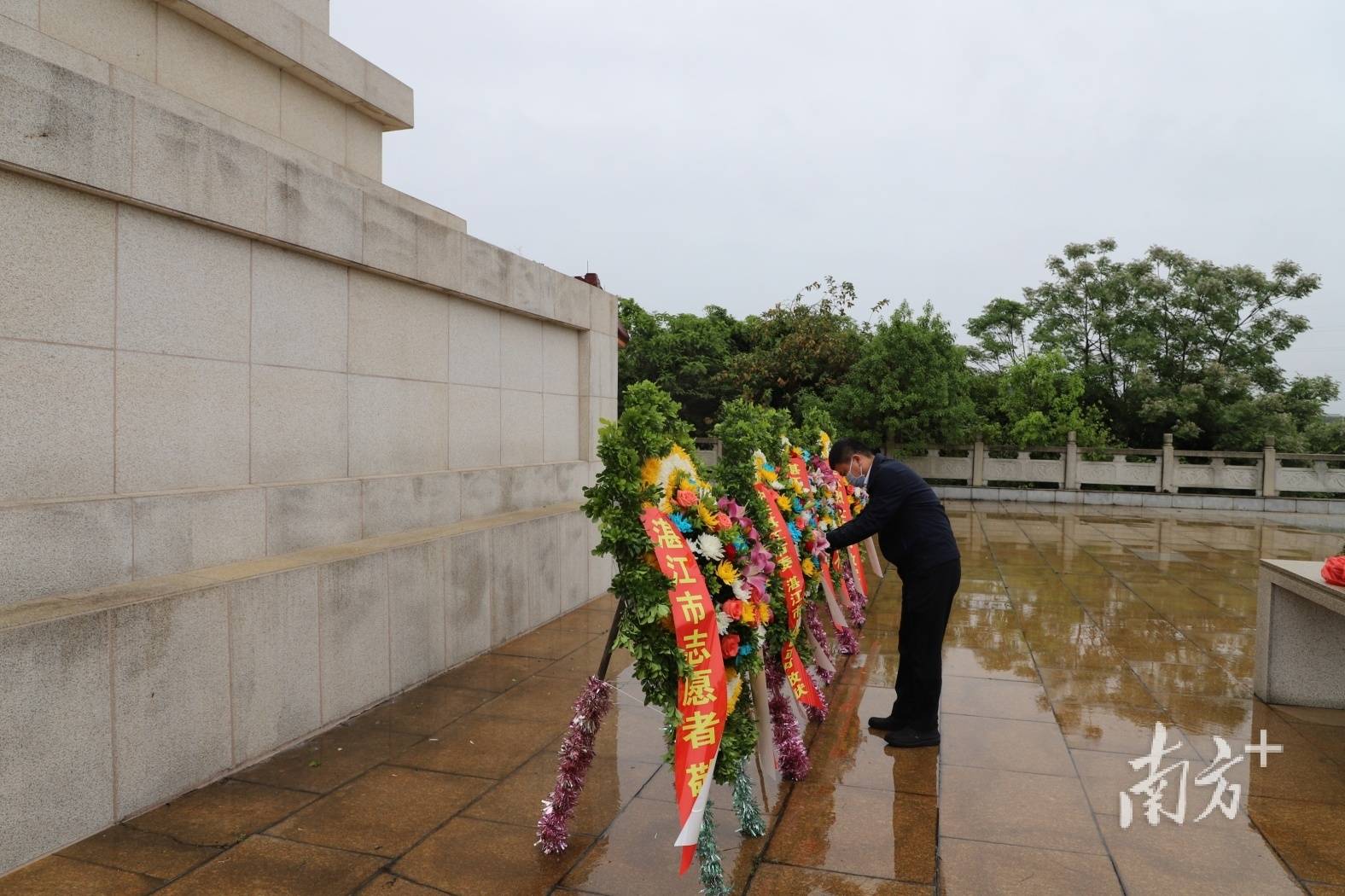 清明祭英烈雨中寄哀思湛江开展清明代祭扫活动