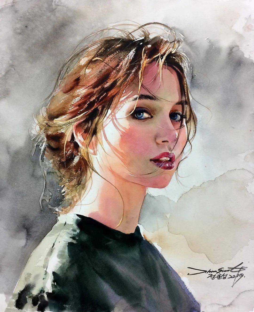 水彩人物教学神仙颜值的小姐姐美美地洗涤了我的眼睛