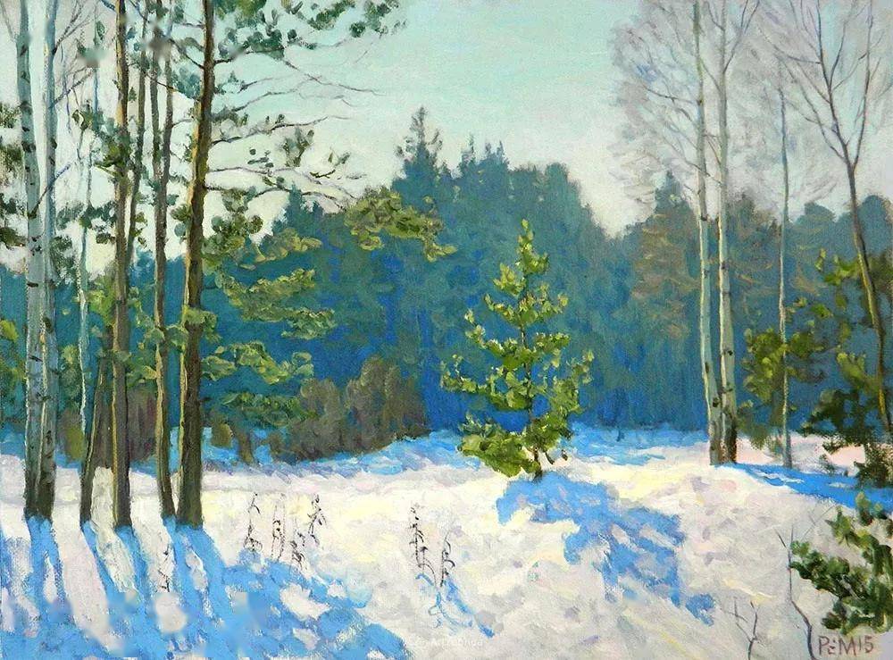 俄罗斯雪景油画作品图片