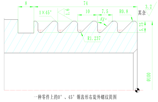 数控编程课堂连续粗精车045锯齿形螺纹加工和编程方案