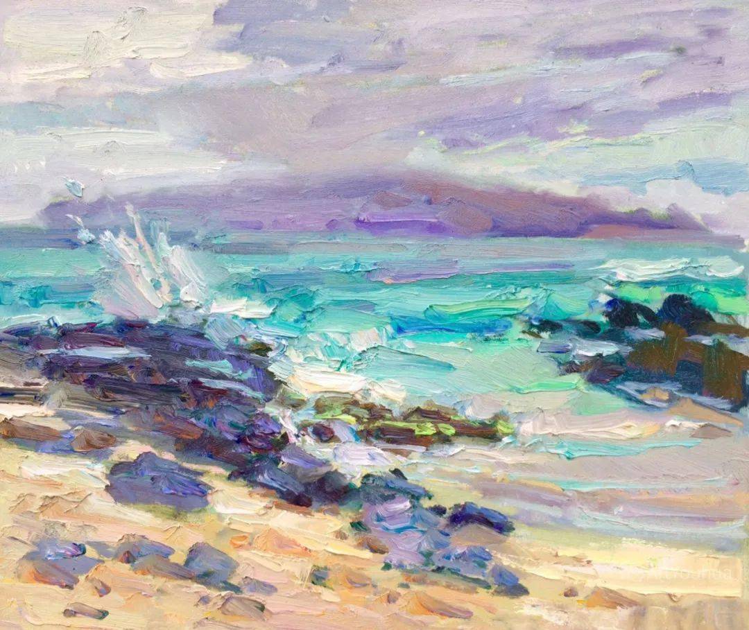 大笔触色彩丰富的风景油画也是美醉了