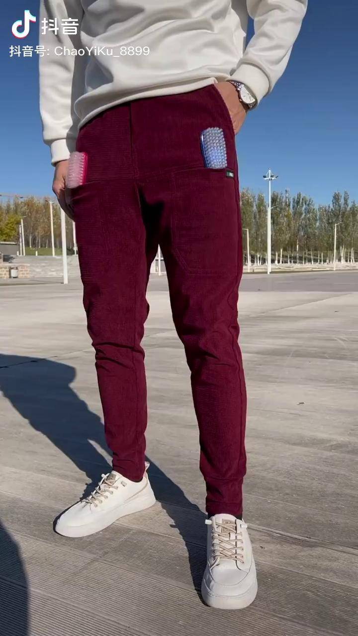 冬季爆版9种颜色6兜设计天丝绒休闲裤酒红男士休闲裤百搭裤子秋季穿搭