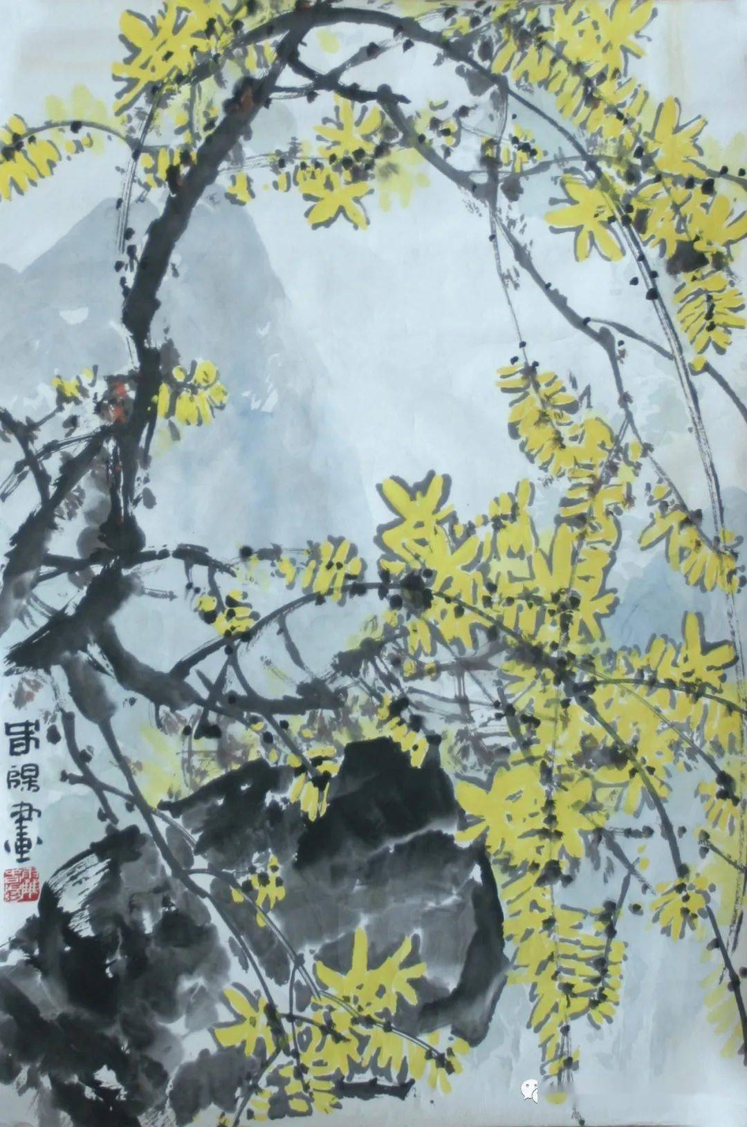 国画迎春花作品欣赏图片