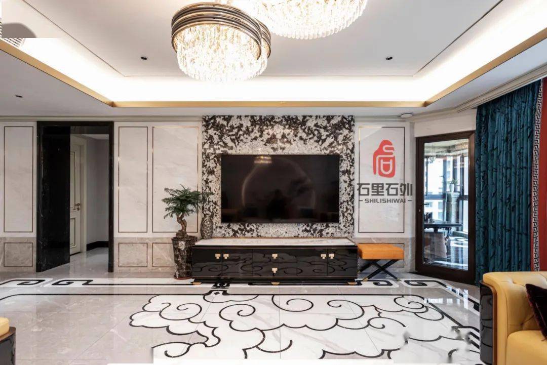 爵士白大理石现代新中式装饰案例