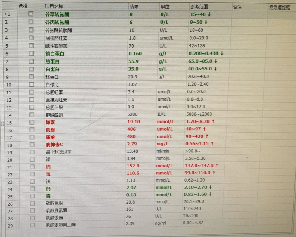 肾功能报告单单子图片