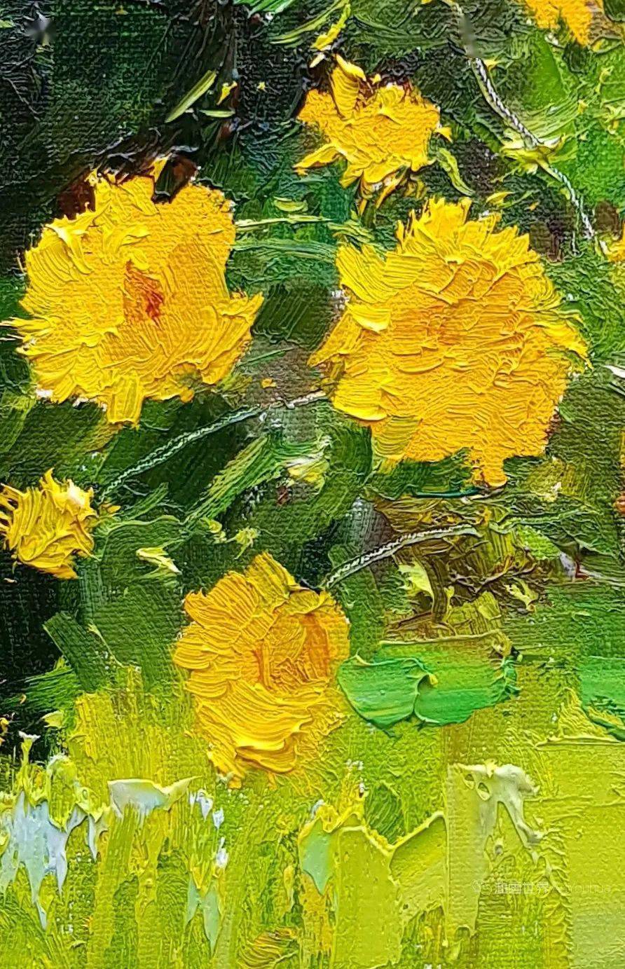 吉尔吉斯斯坦画家美妙笔触下的花卉油画明亮生动