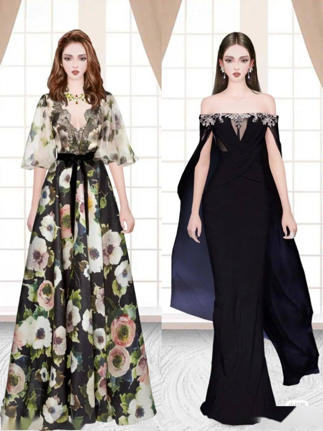 248款衣范儿晚礼服效果图写实名媛风