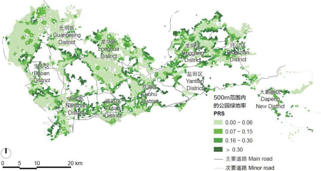 从绿覆率,绿视率和500米公园绿地率看深圳绿地服务公平性_绿化_研究