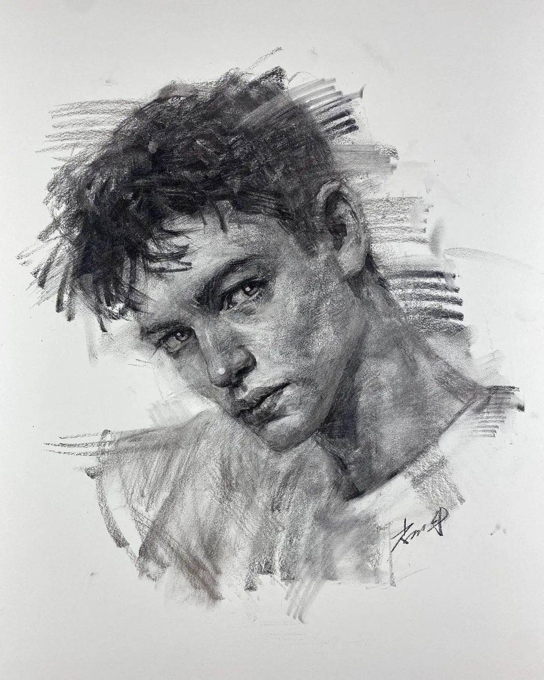 豪放挥洒的素描笔触雄浑有力看一百遍的我还是画不出来