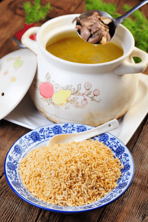 老鸡汤泡炒米:记忆中的醇香_安庆市_安徽省_米粒