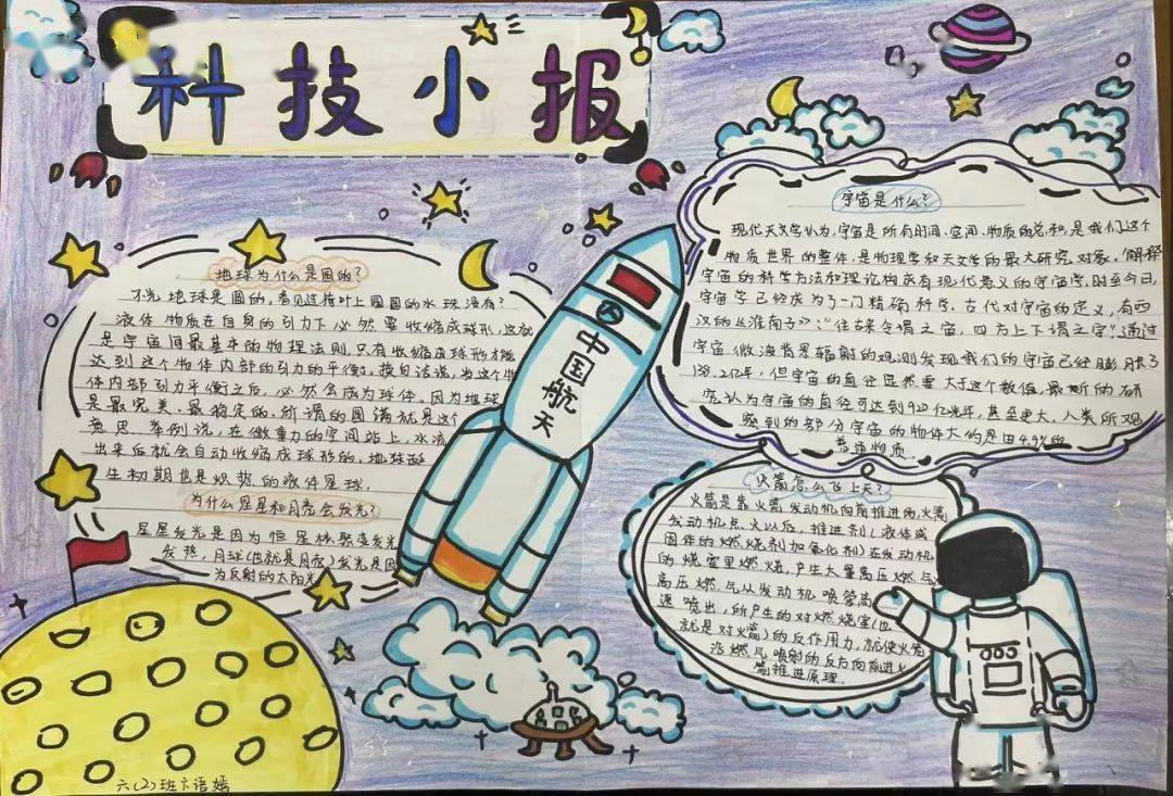一幅幅精美的手抄报,主题鲜明,图文并茂,版式新颖,绘出了科技梦,强国