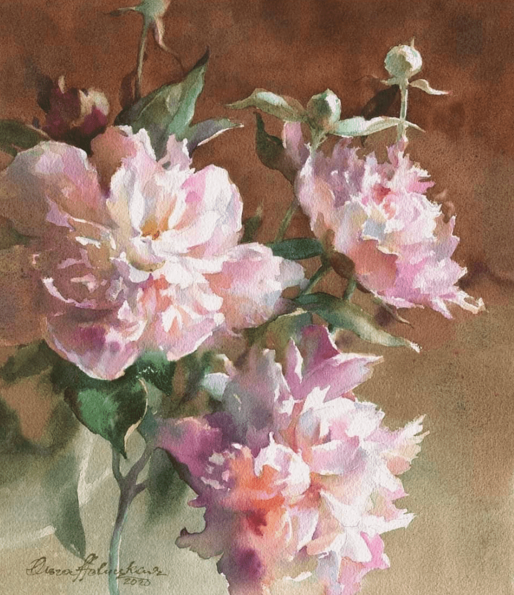 白俄罗斯水彩画家olganovitskaya作品欣赏花卉系列一