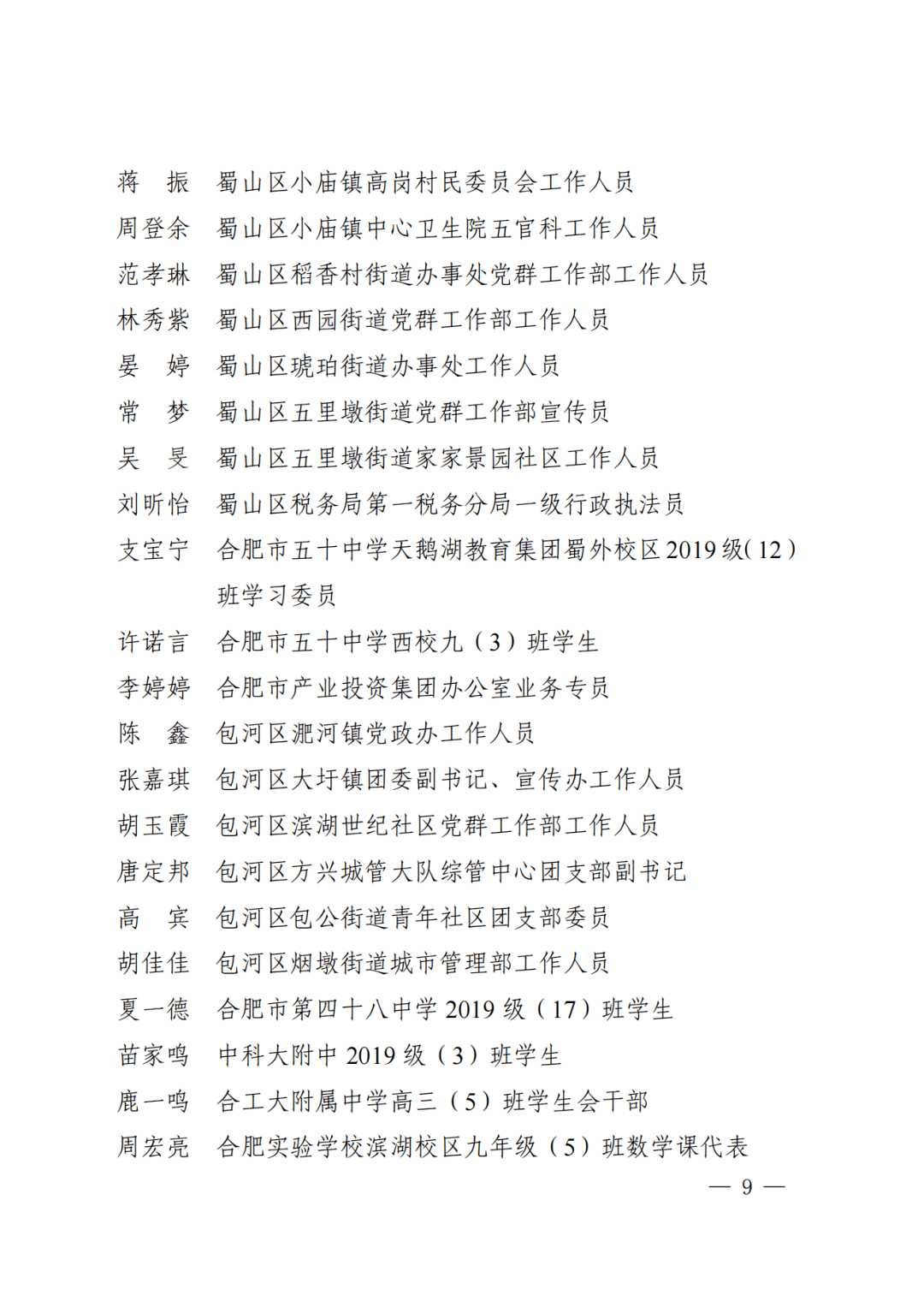 合肥市两红两优光荣榜揭晓
