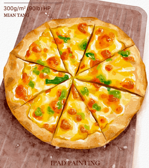 打卡丨美食插画62美食插画披萨的绘制