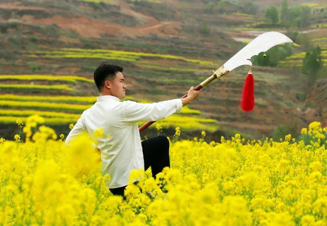 大飽眼福武山春秋大刀在油菜花海上演組圖